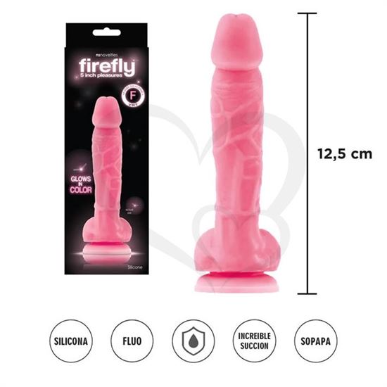 Dildo de silicona firme Firefly de 5 pulgadas en color rosa